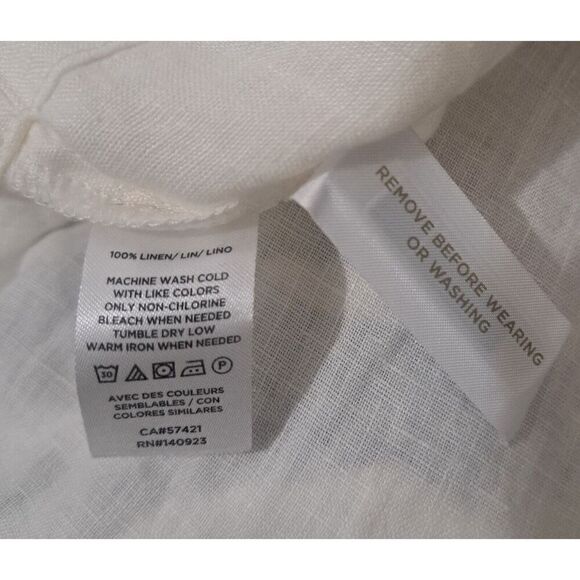 Lou & Grey Womens Small LAGENLOOK Beachy Midi Dress Ivory 100% Linen Pockets - Picture 9 of 9